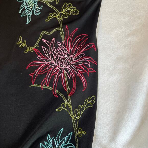 Y2K BCBGMAXAZRIA Embroidered Floral Spaghetti Strap Asymmetrical Midi Dress XS - Picture 11 of 14